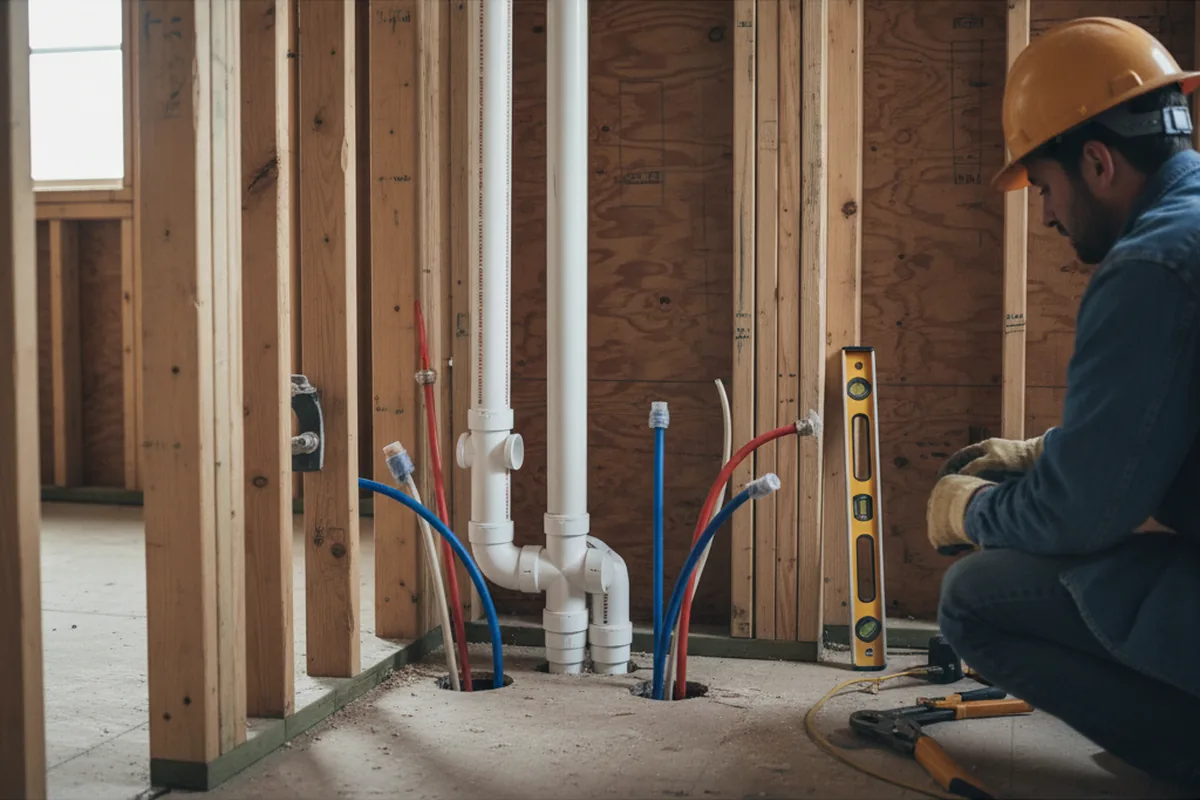 Drain and supply rough-in during Leak Detection in Anderson